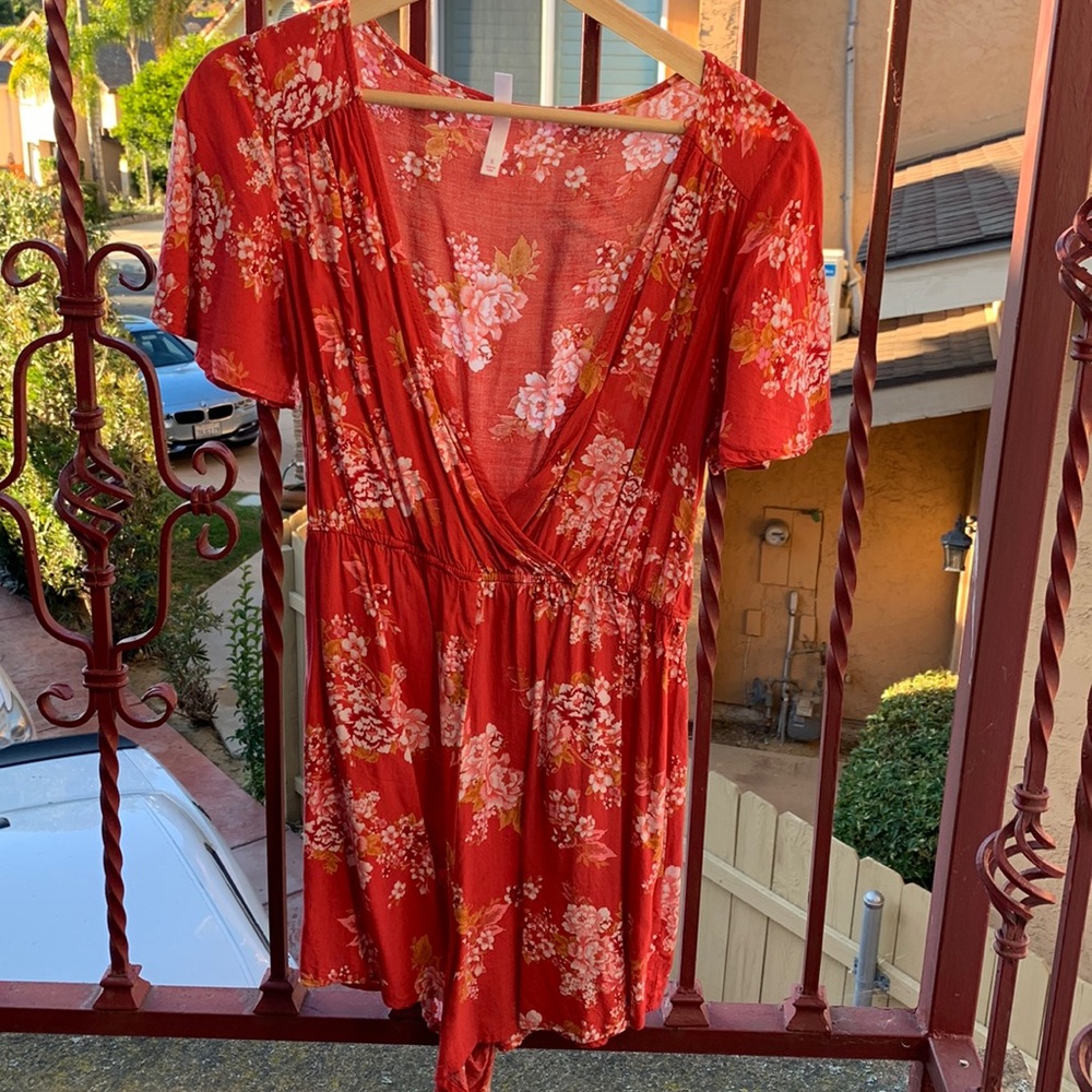 Red Floral Romper